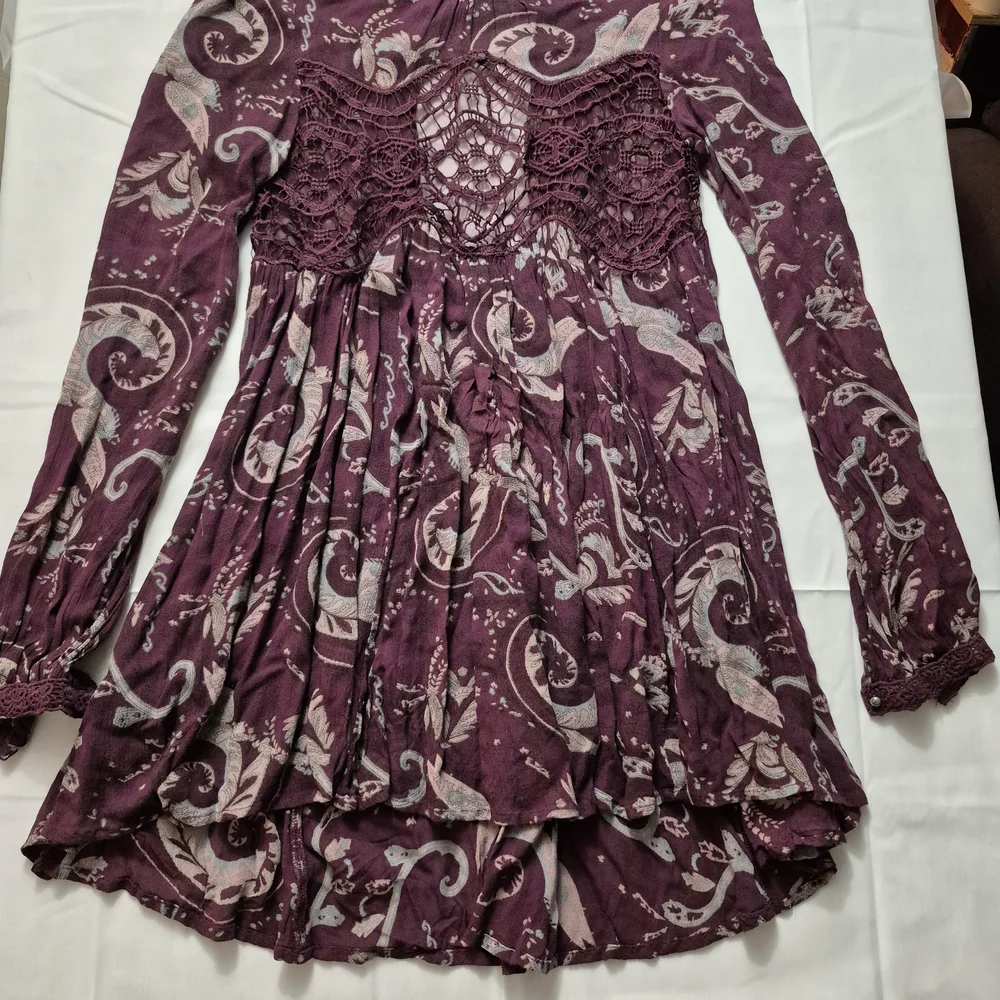 Free People Purple and Cream Mini‎ Dress XS